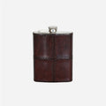 Leather Hip Flask in Dark Brown with Nickel Details – Gift-Ready