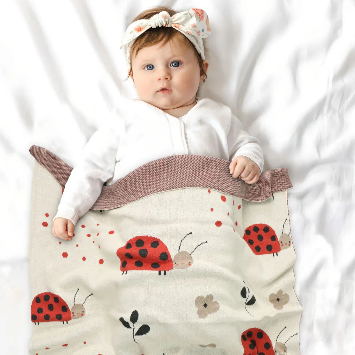 Lily Ladybird Baby Blanket cotton baby blanket with ladybird design 80x100cm