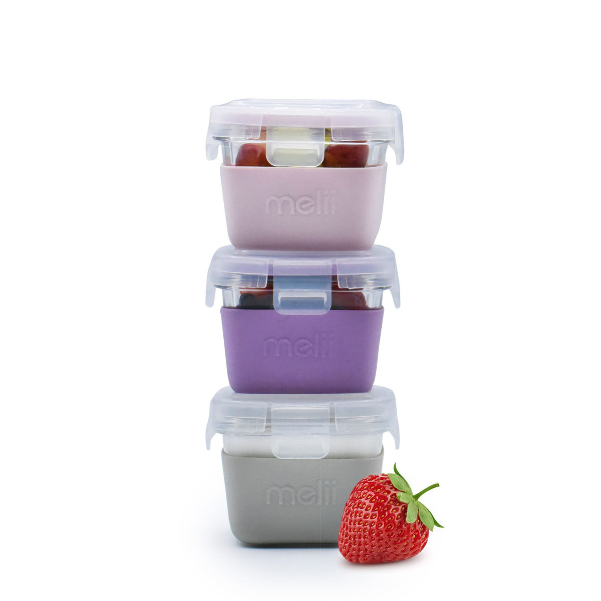 Melii Glass Containers with Sleeve - 3 pack
