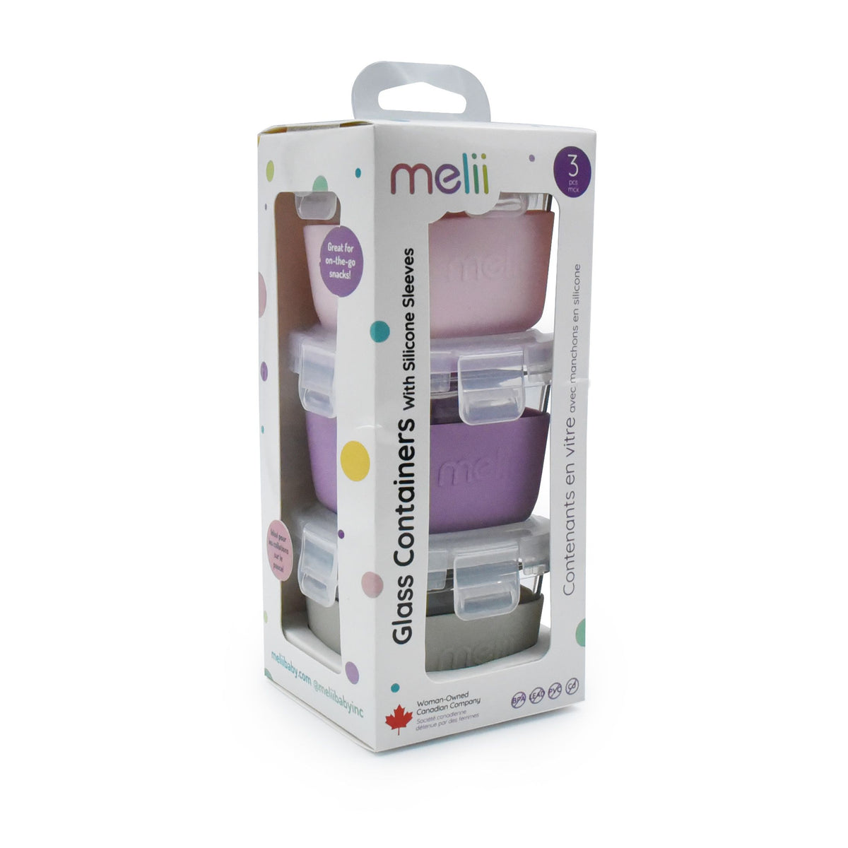 Melii Glass Containers with Sleeve - 3 pack