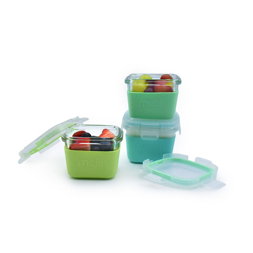 Melii Glass Containers with Sleeve - 3 pack