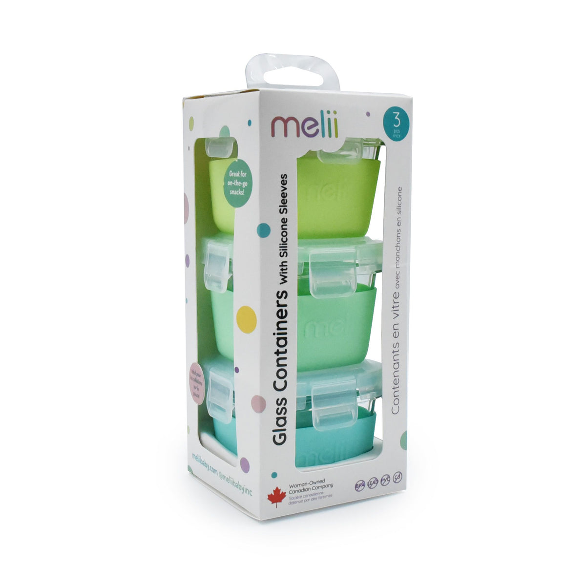 Melii Glass Containers with Sleeve - 3 pack