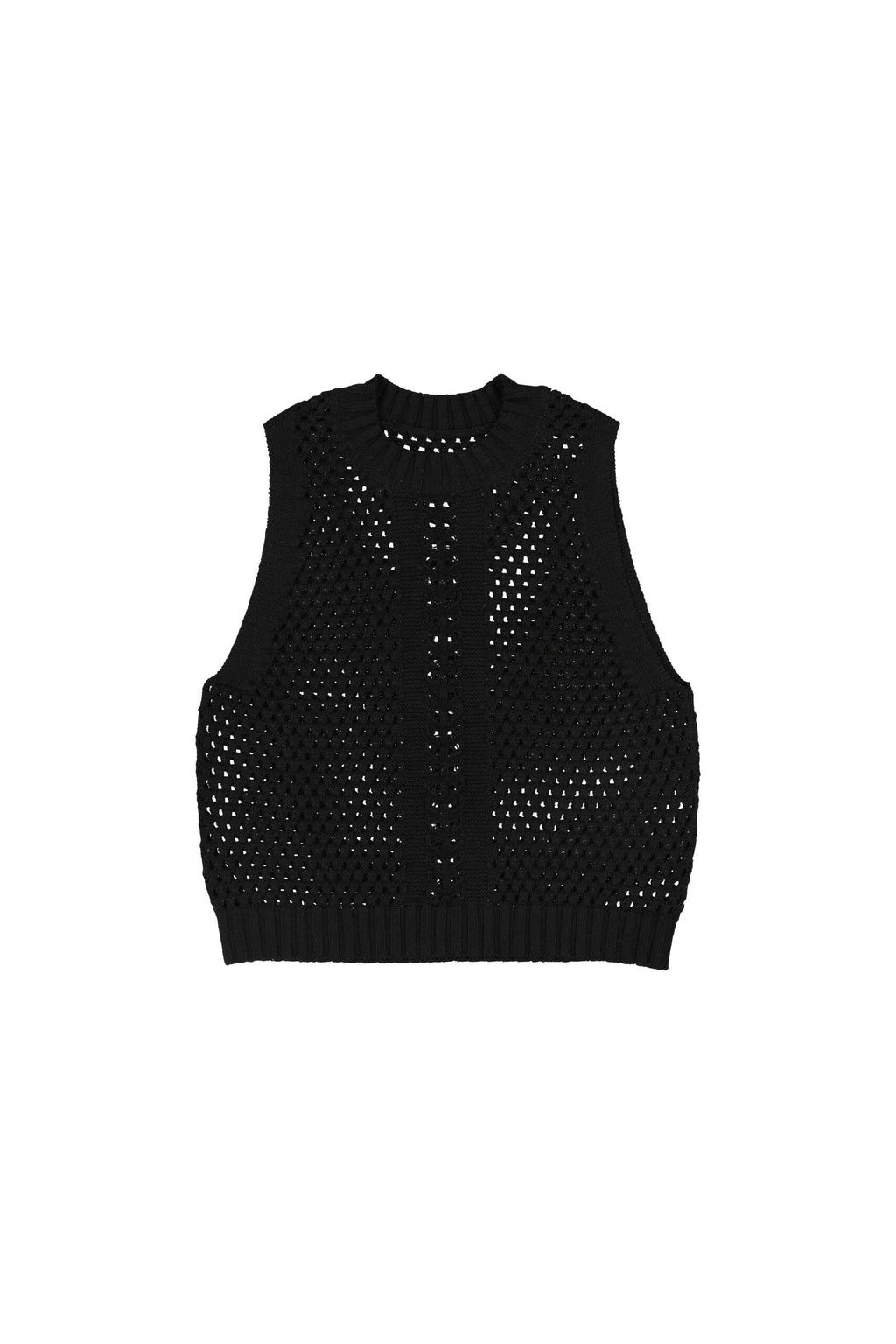 Maaike Sleeveless Jumper is a cotton sleeveless knitted top which can be worn over a slip or a shirt.