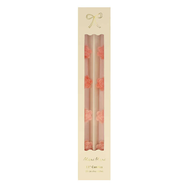 Pink Flower Taper Candles