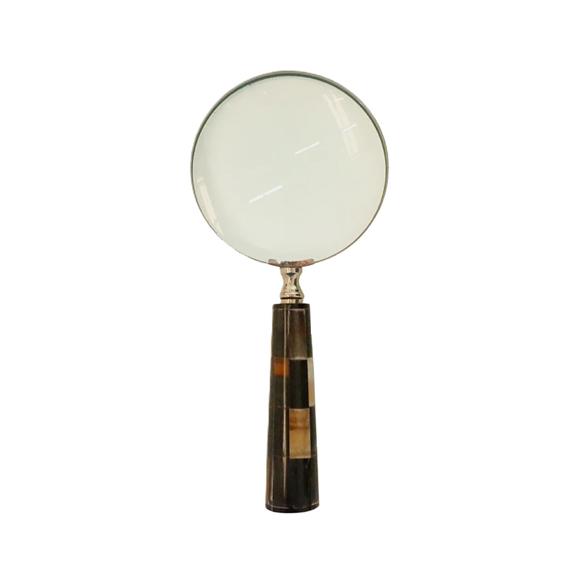 Magnifying Glass Horn Handle Nickel Finish