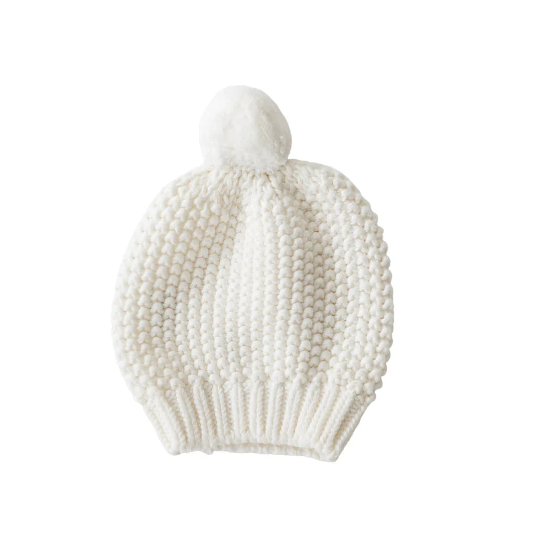 Mini Moss Baby Hat ivory soft cotton baby hat