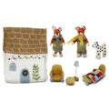 Mr & Mrs Fox House Set – hand‑made wool fox family with house and furniture