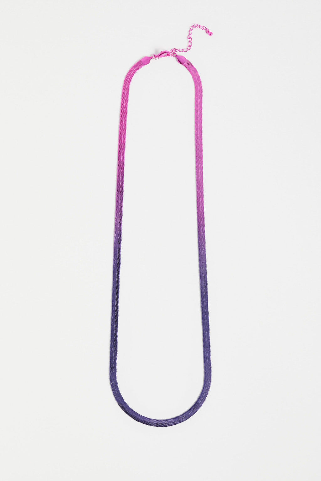 Ombre Vera Long Necklace – wide flat snake chain navy-pink ombre