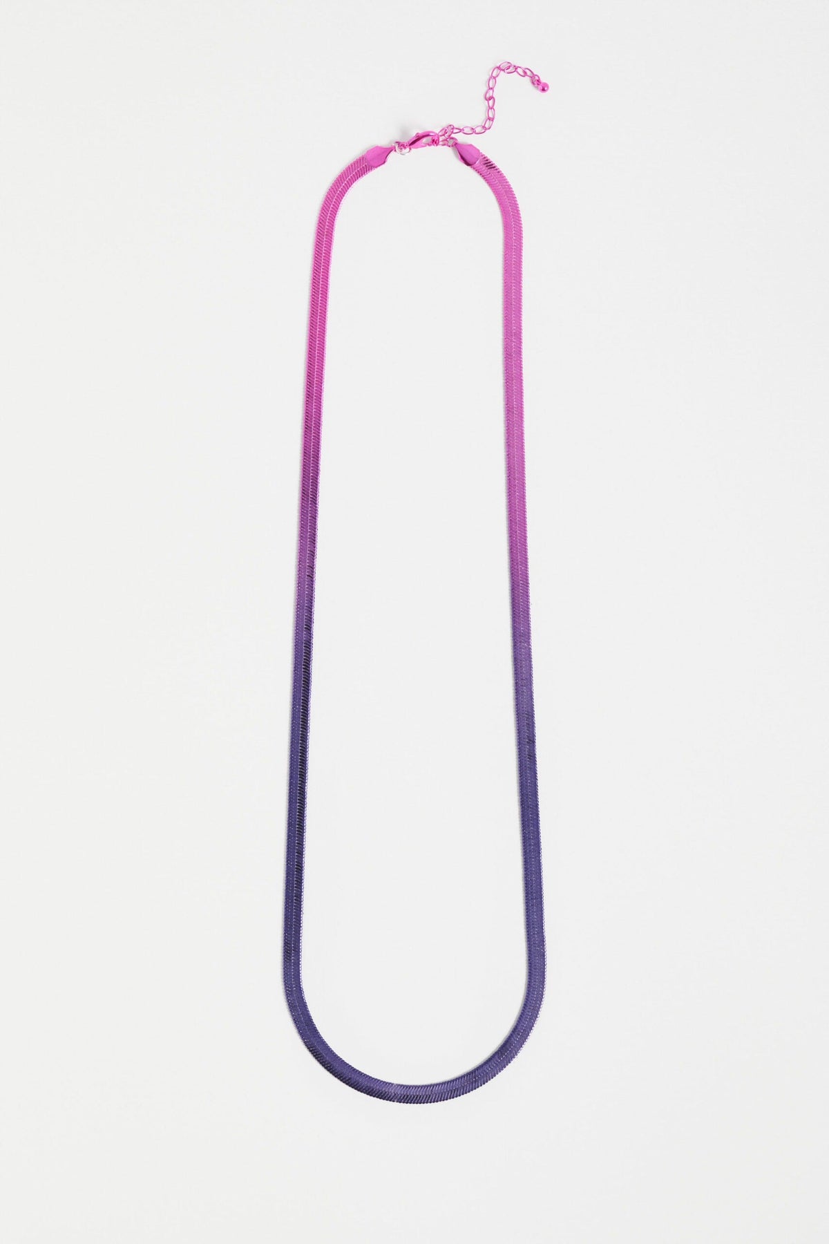 Ombre Vera Long Necklace – wide flat snake chain navy-pink ombre
