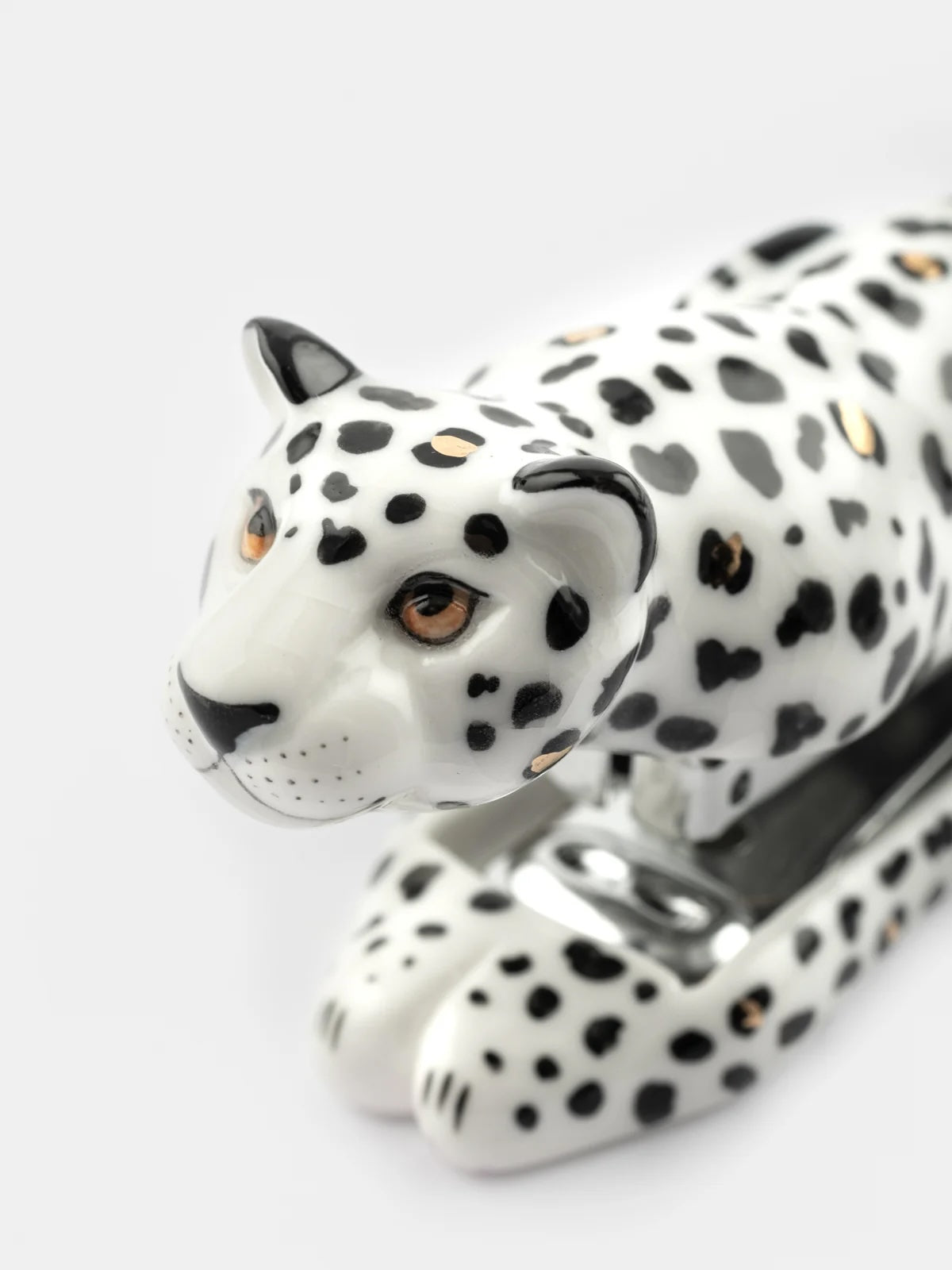 White & Gold Leopard Stapler