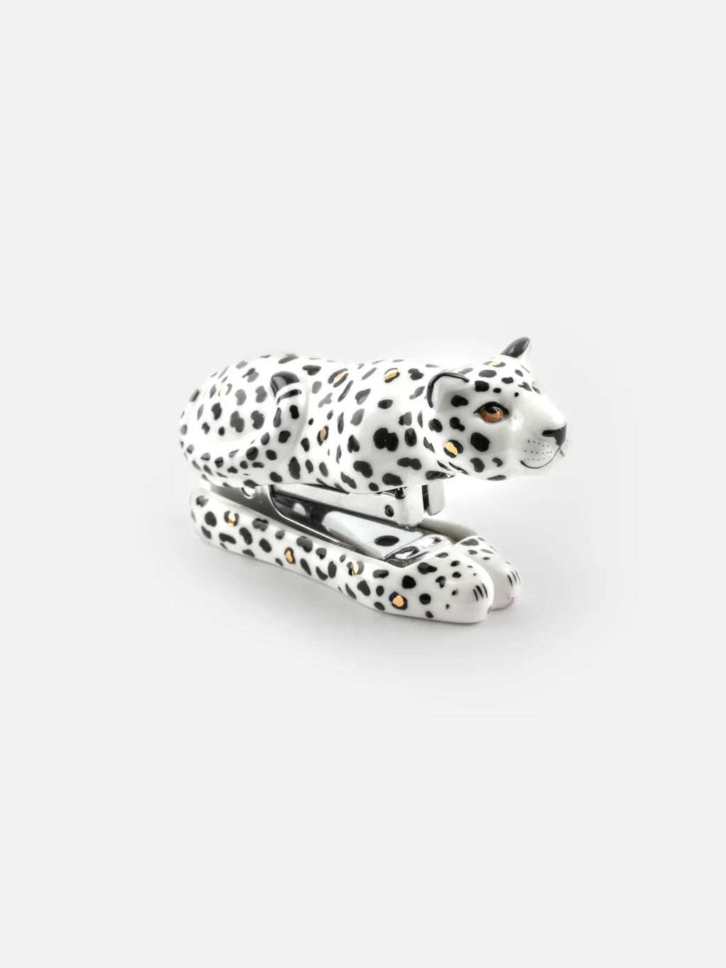 White & Gold Leopard Stapler