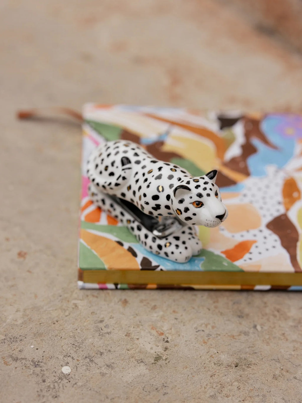 White & Gold Leopard Stapler