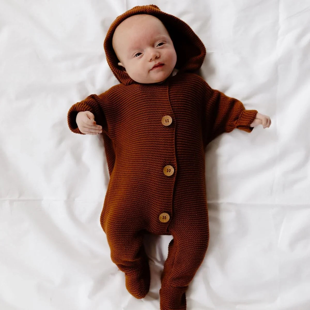 Oliver Knit Romper rust cotton baby romper 0-6 months