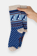 Zoozies Penguin Fair Isle Merino Socks with colourful penguin design made from merino wool in New Zealand