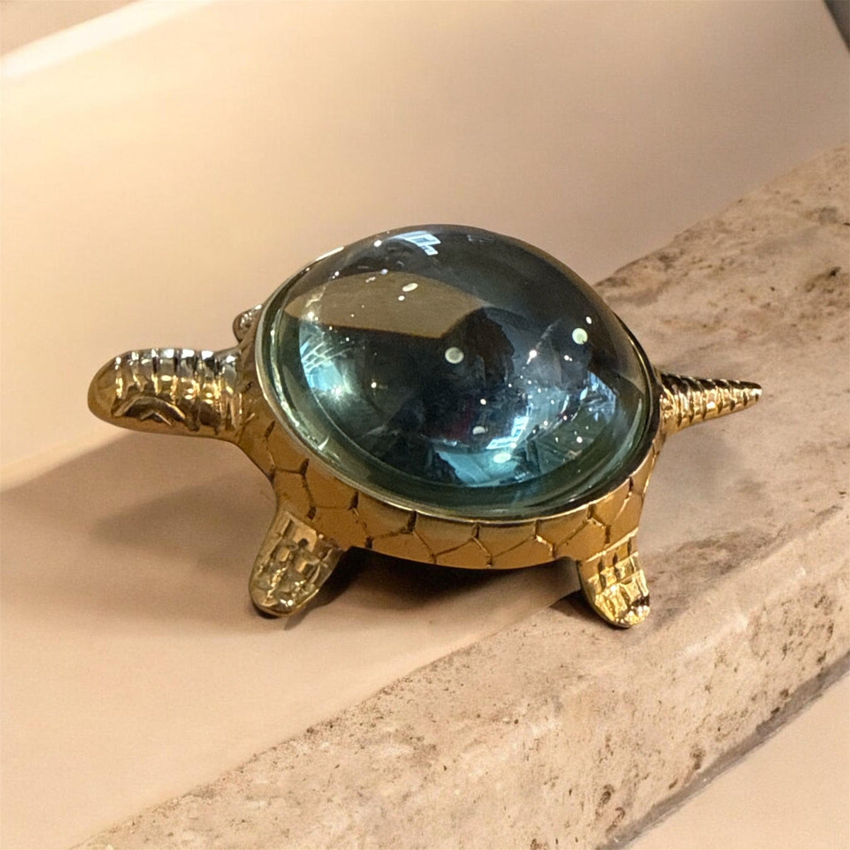 Turtle magnifying glass paperweight 3x magnification decorative desk accessory