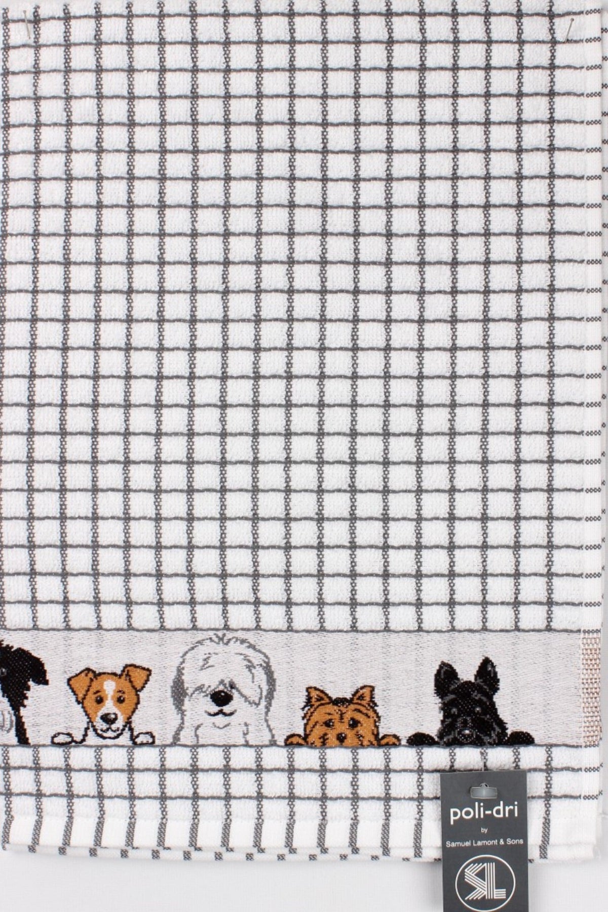 Poli Dri Tea Towel - soft, absorbent & hardwearing - Charcoal Dogs design