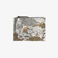 Inoui Editions Histoire Pouch Black cotton pouch with leather trim illustrated design