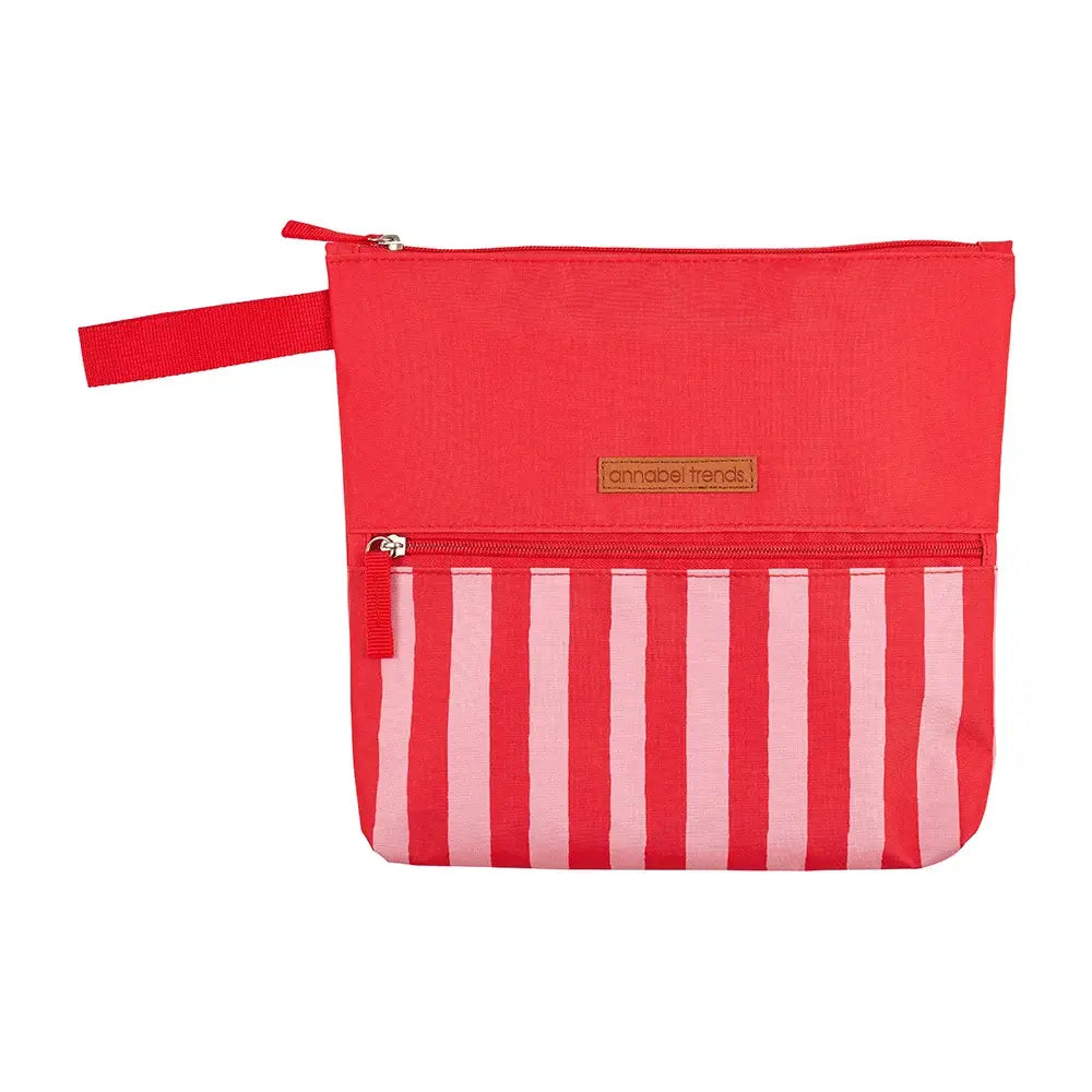 Red Stripe Beach Wet Pouch featuring vibrant red & pink stripes for a fresh, contemporary look.