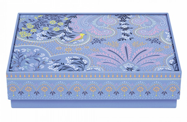 Filigree Design Medium Rectangle Tin Blue - Sara Miller