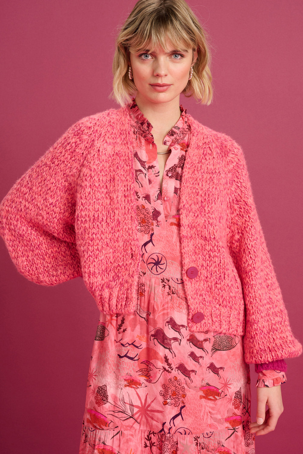 Cardigan - Fiery Pink