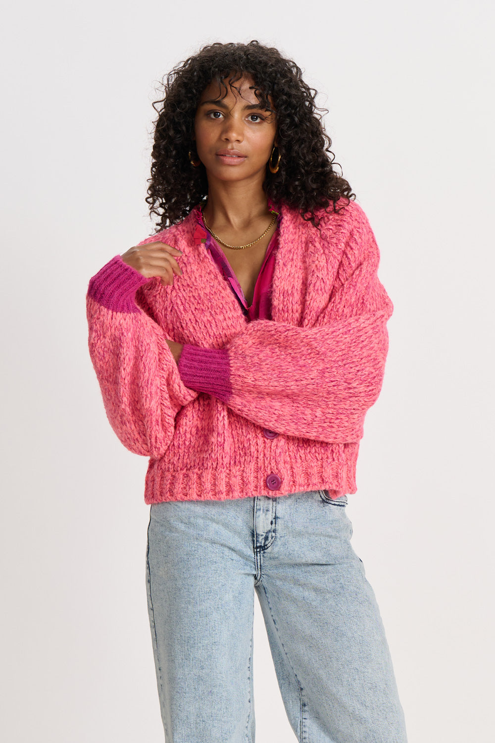 Cardigan - Fiery Pink