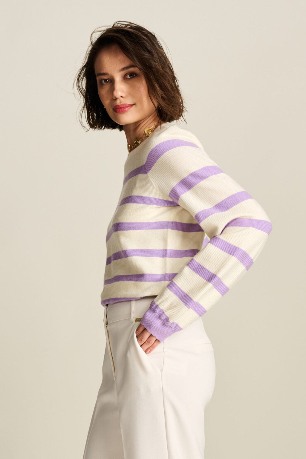 Pullover - Striped Purple