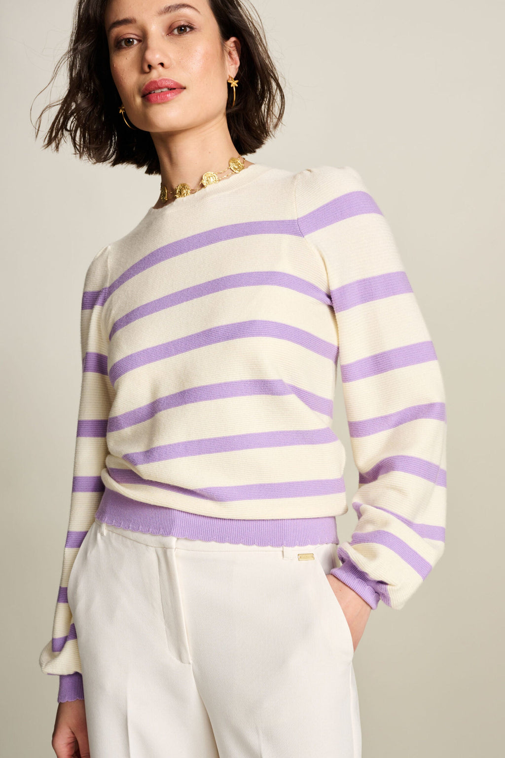 Pullover - Striped Purple