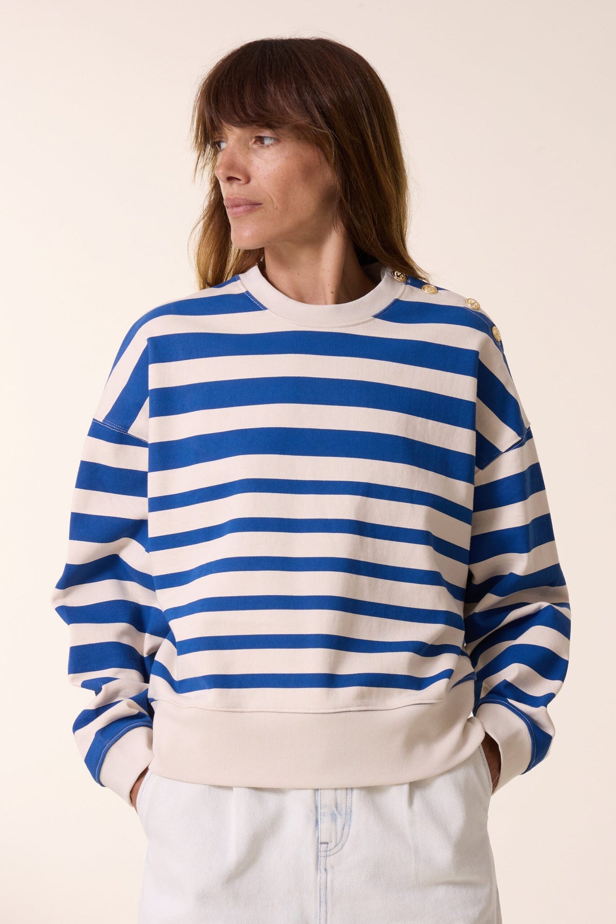 Siena Stripe Sweatshirt  - Off White