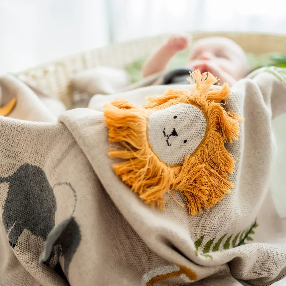 Safari Dreams Baby Blanket cotton baby blanket with safari animal design 80x100cm