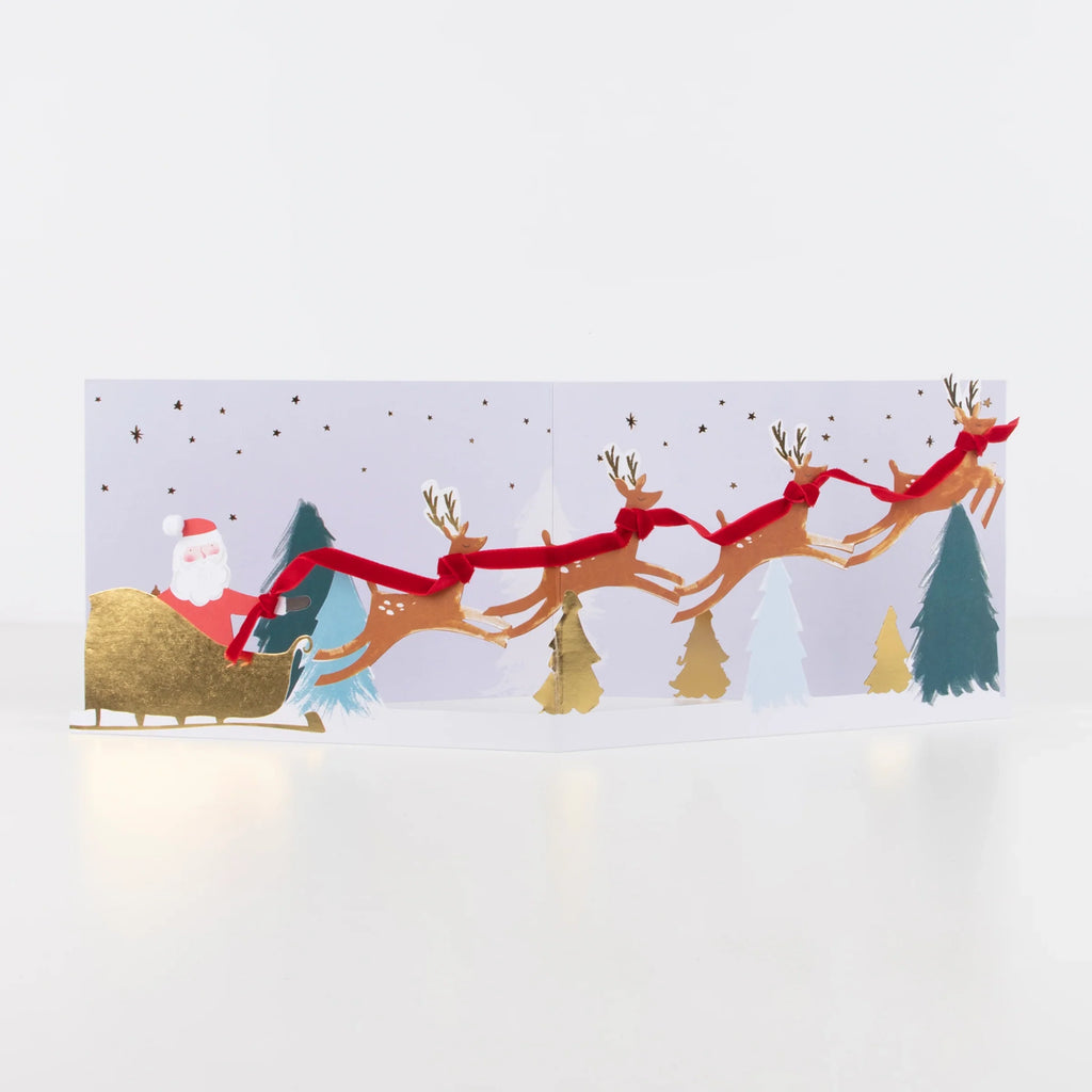 Santa's Sleigh 3d Scene Card