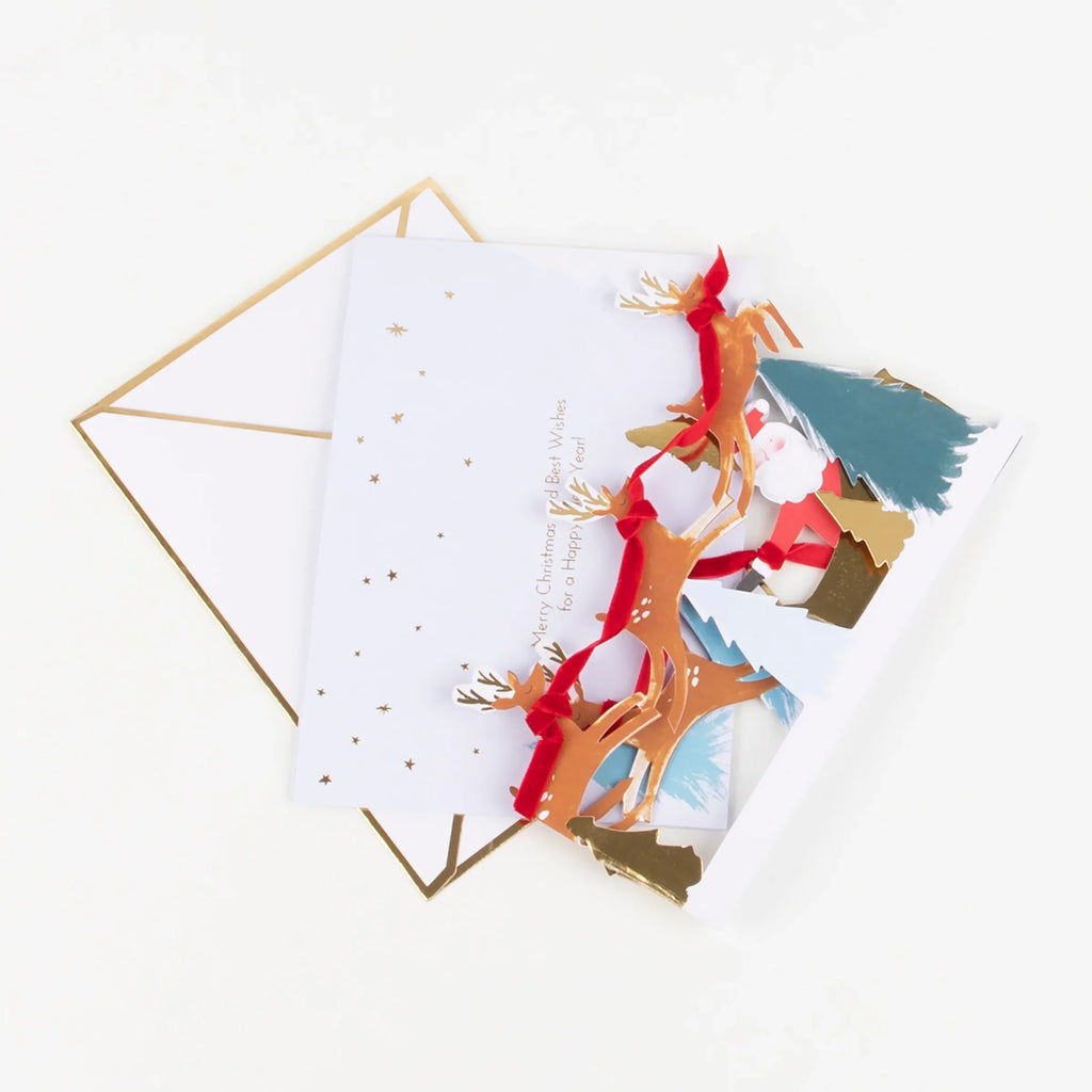 Santa's Sleigh 3d Scene Card
