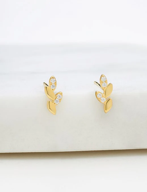 Crystal Leaf Stud Earring