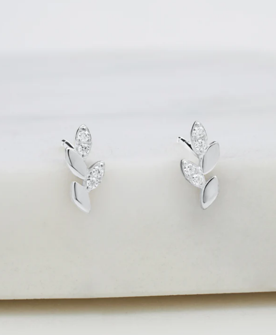 Crystal Leaf Stud Earring