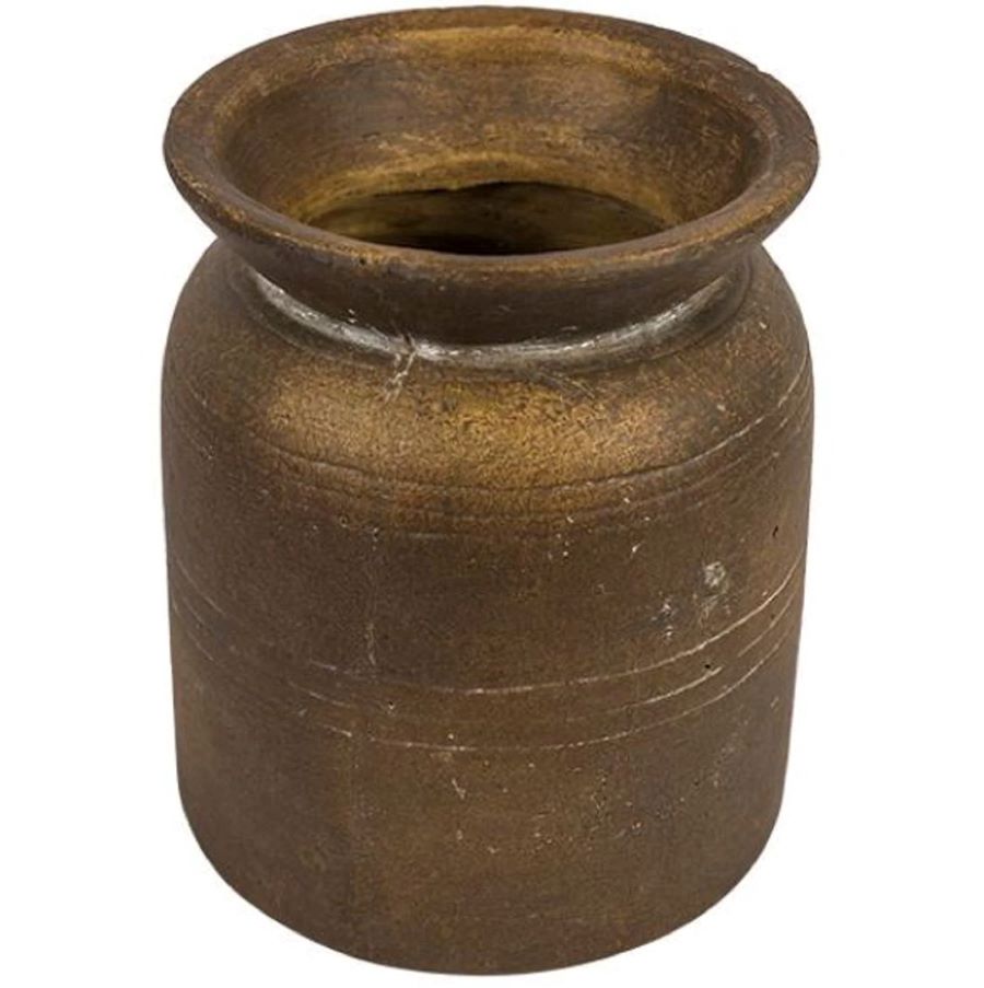 Aged terracotta vessel in neutral, earthy tones