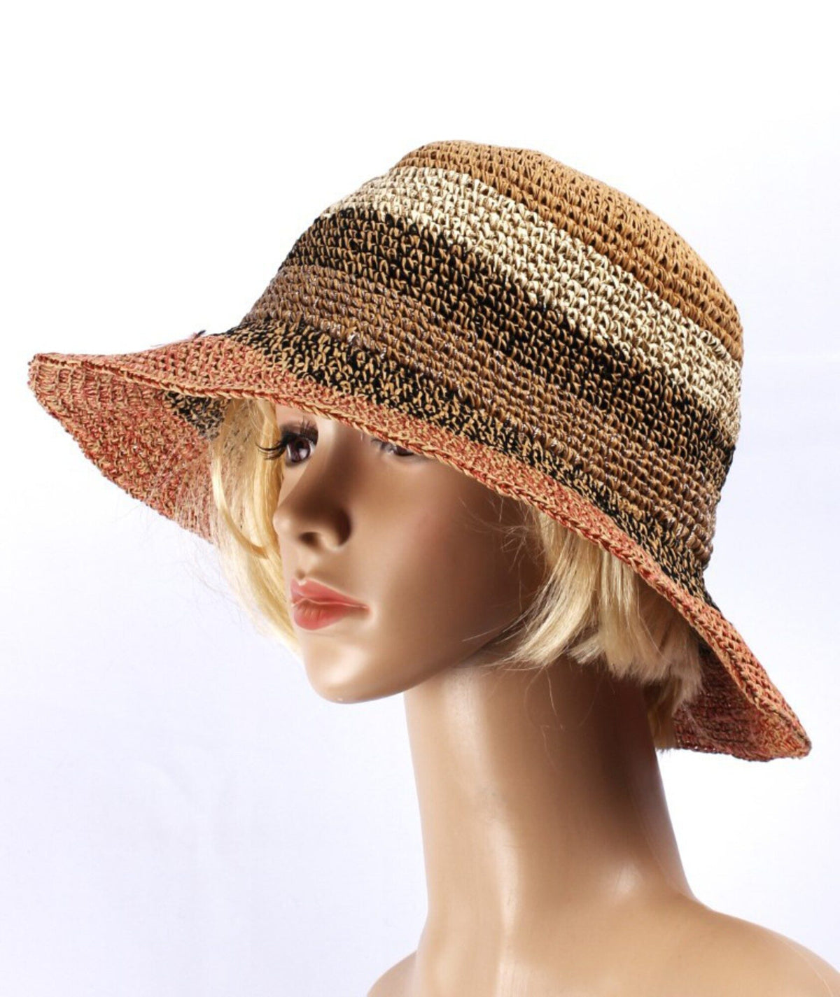 Woven Striped Bretton Hat