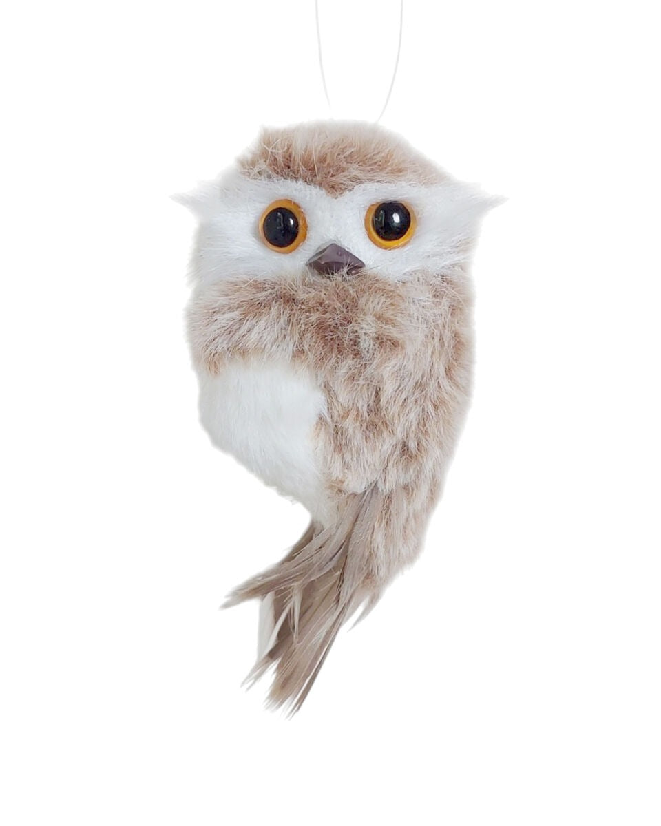 Tufted Tawny Owl fluffy hanging decoration