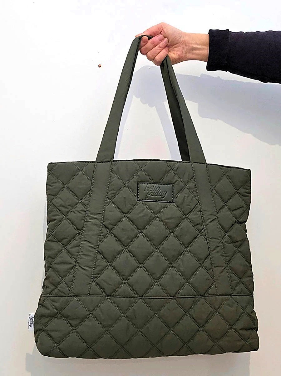 Taylor Tote Bag in olive green – practical nylon tote for work, travel, or gym.
