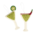 Handmade felt Christmas Margarita decorations - traditional and spicy variations.