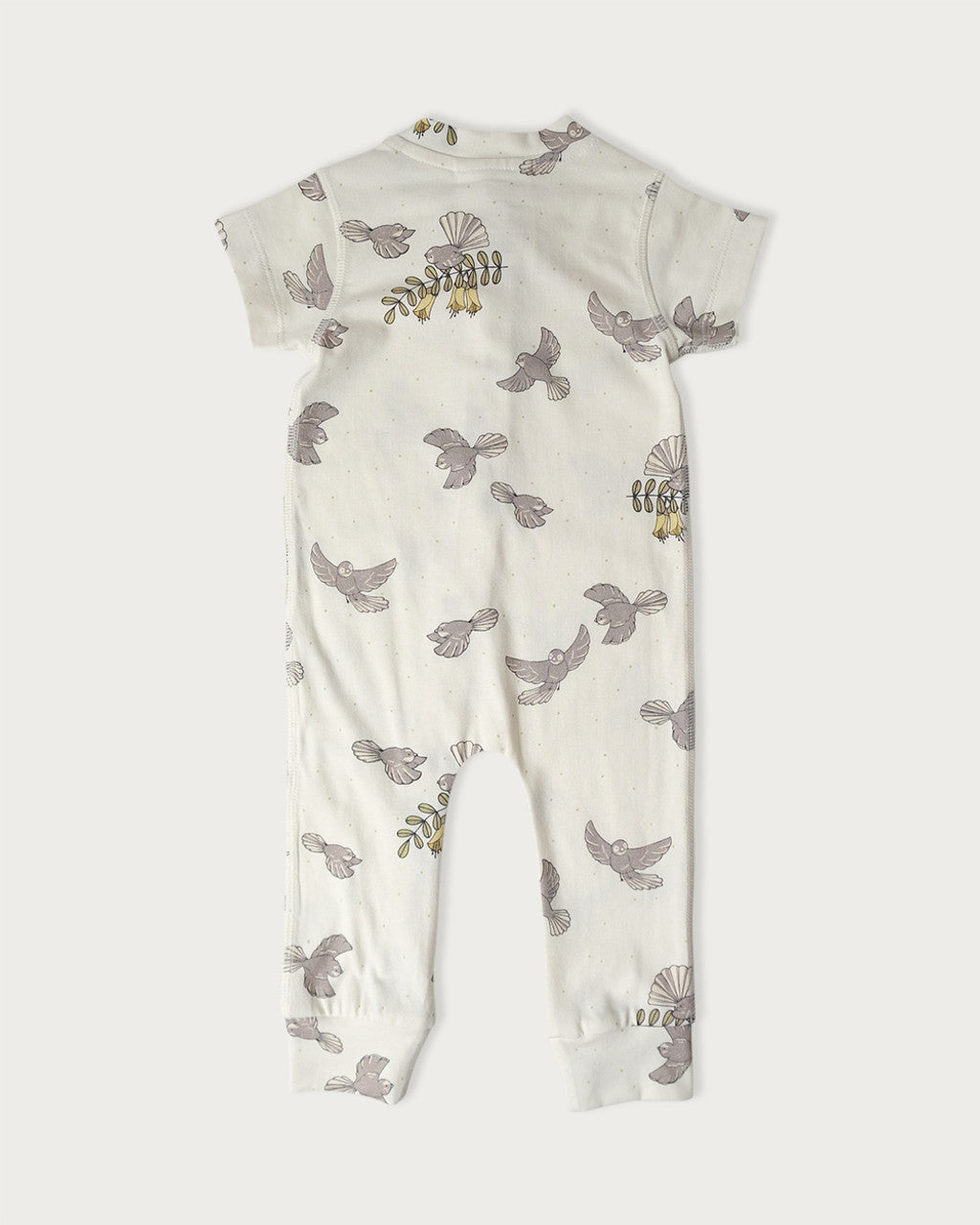 Organic Cotton Onesie NZ Forest - Pīwakawaka