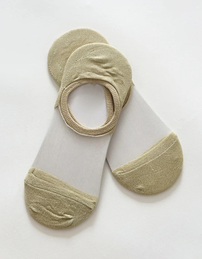STELLA + GEMMA Socks - Sheer Gold Lurex (No Show Socks)