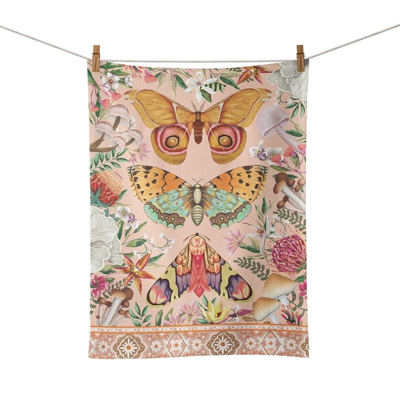 La La Land Tea Towel Field Trip design - featuring colourful depiction of Australian flora and fauna