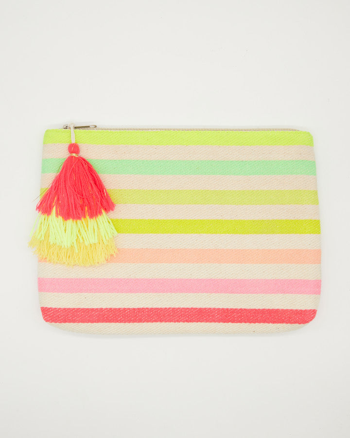 Large pouch with tassel - Coloured Stripes