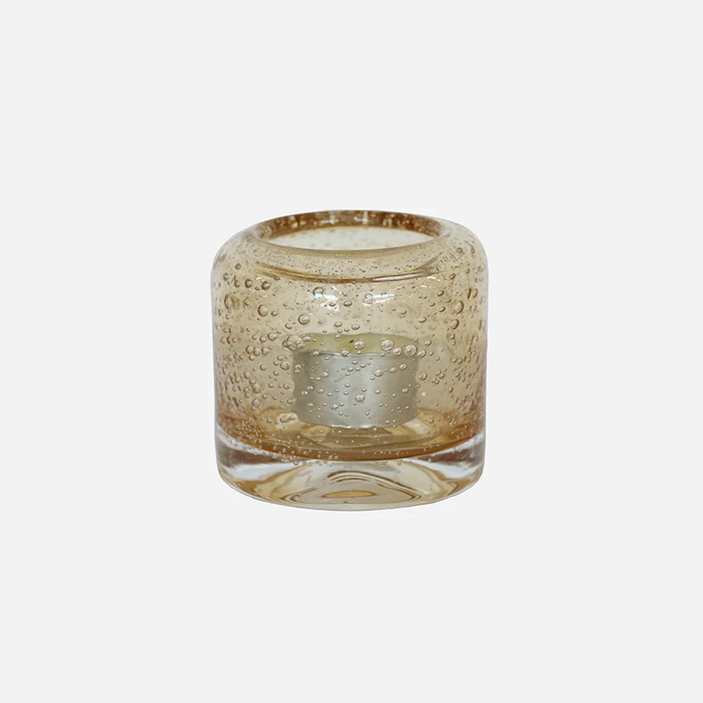 Amber Glass Candle Holder