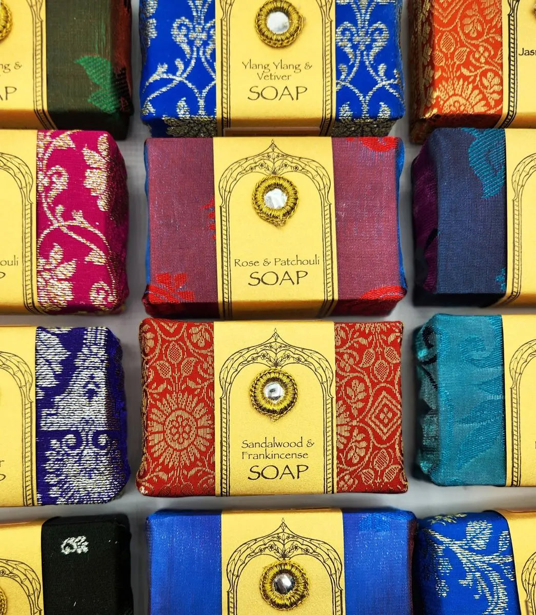 Maharani Handmade Rose  & Patchouli Soap (Zari Wrapped)