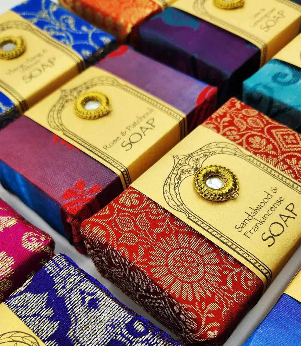 Maharani Handmade Sandalwood & Frankincense Soap (Zari Wrapped)