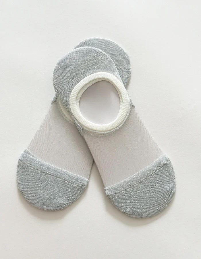 STELLA + GEMMA Socks - Sheer Silver Lurex (No Show Socks)