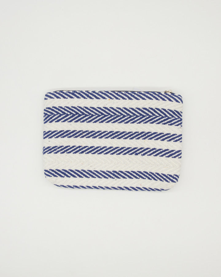 Small Pouch with Tassel - Navy Herringbone