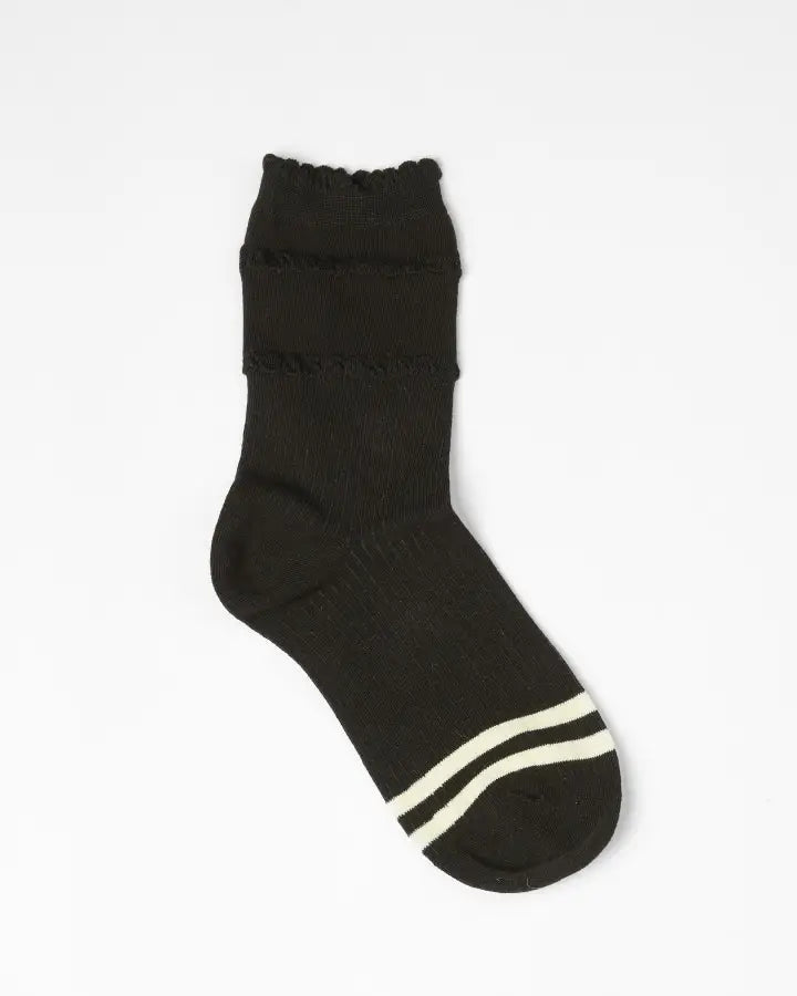 Black with White Cherry and Stripes Sock