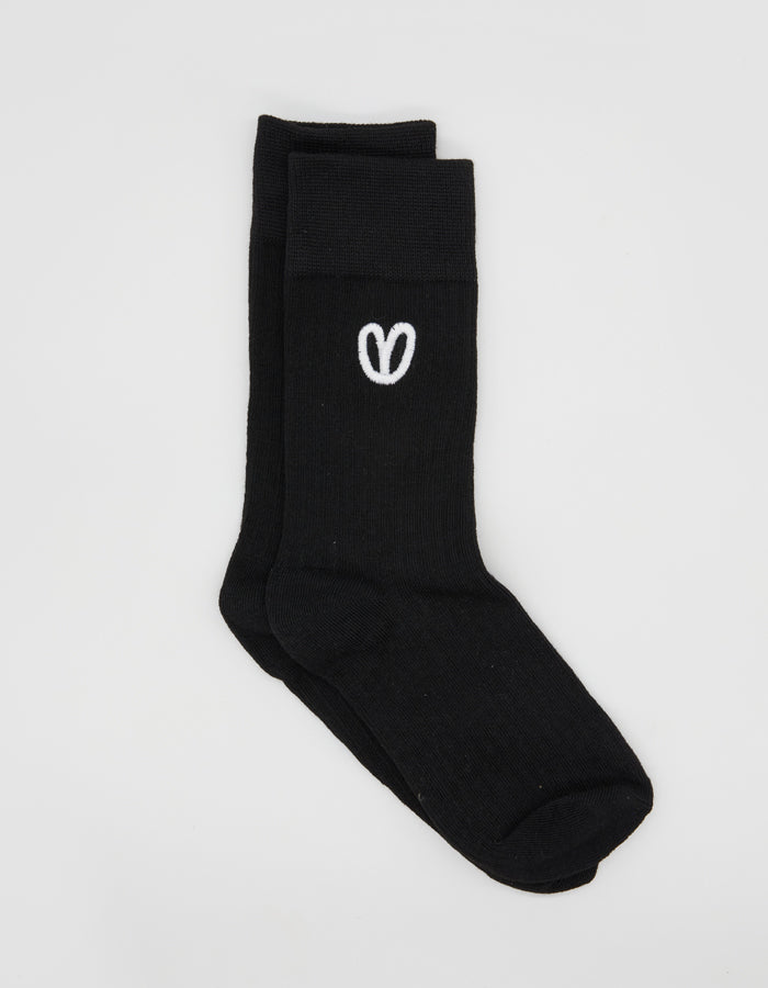 STELLA + GEMMA Socks - Black with White Heart