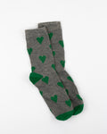 Sock Grey w/Emerald Hearts